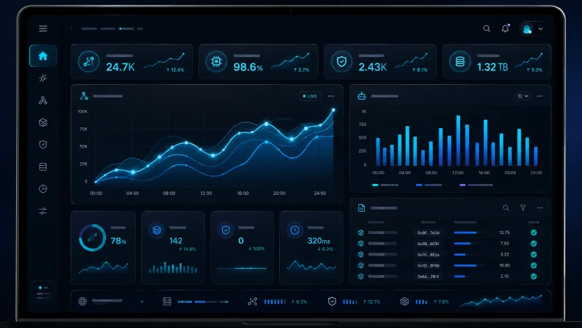 Tableau de bord unifié : flux, agents IA et contrats en temps réel